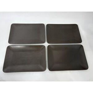 Ikea DINERA Matte Brown 11 5/8" Rectangle Plates Serving Trays SET Of 4